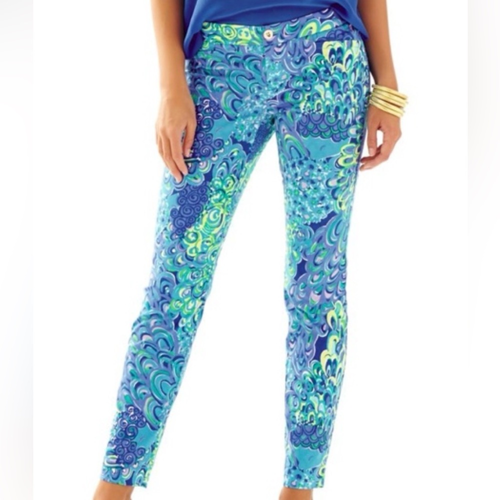 Lilly Pulitzer Sea Blue Lagoon Kelly Pants. SZ 10